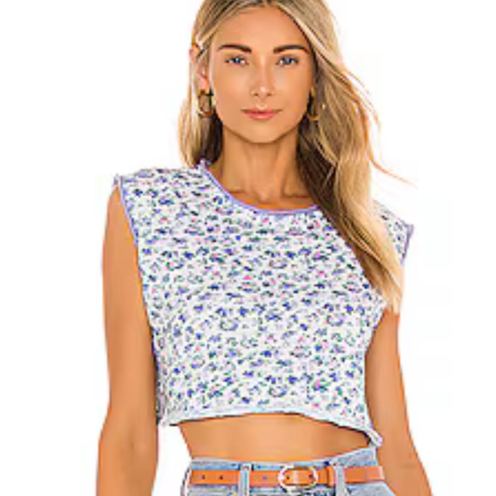 Loveshackfancy crop Tee floral shirt